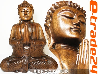 Rzeźba Medytujący BUDDA Figurka Drewno 40cm Rękodzieło
