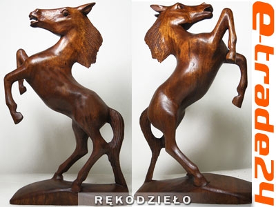 Rzeźba Figura KOŃ Drewno Suar Koń 40cm Rękodzieło