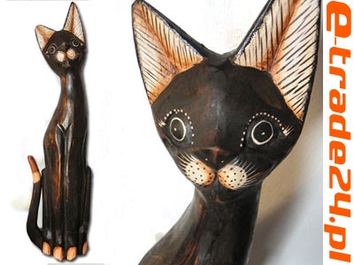 Figurka Koty Rzeźba Drewniana KOT 60cm Rękodzieło