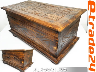Drewniany Stylowy Zdobiony KUFER Skrzynia 50x29x28cm