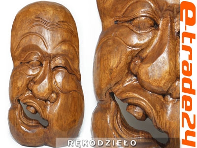 Rzeźba Twarde Drewno Suar GŁOWA Maska 58x28cm