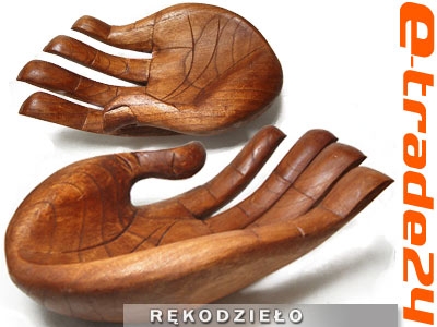  Efektowna Rzeźba z Drewna Suar Dłoń RĘKA Patera 25cm