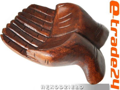  Efektowna Rzeźba z Drewna Suar Dłoń RĘKA Patera 15cm Dłonie