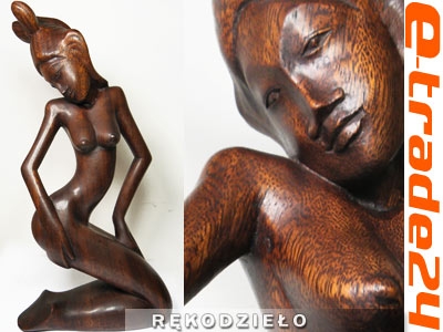 Piekna RZEŹBA Zmysłowa Kobieta Rękodzieło Drewno 35cm