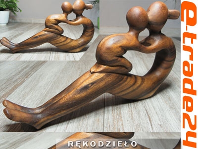 Rzeźba Matka z Dzieckiem Drewno 30cm Rękodzieło