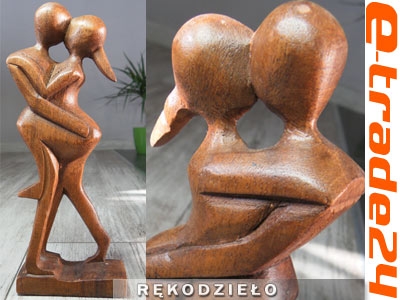 Piękna 20cm RZEŹBA Drewno Miłosny Pocałunek Prezent