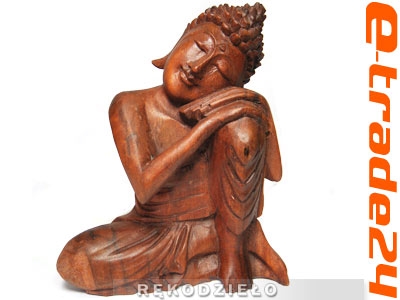 Rzeźba Medytujący BUDDA Figurka Drewno 15cm Rękodzieło