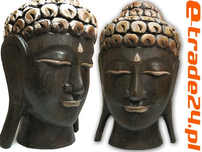 Rzeźba Głowa - BUDDA - Drewno Rękodzieło 40cm XL