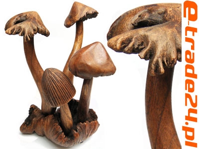 Rzeźba Misterna Formacja z Drewna GRZYBY Rękodzieło