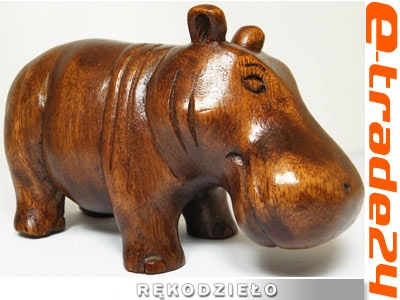 Rzeźba Figurka HIPOPOTAM Drewno Suar Rękodzieło