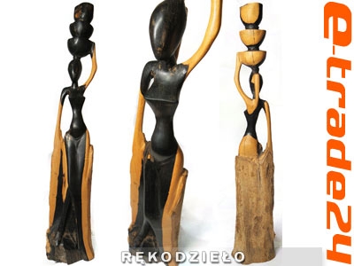 RZEŹBA Drewno Heban z Afryki KOBIETA 56cm - Rękodzieło