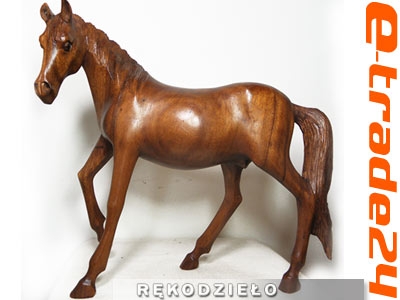 Rzeźba Figura KOŃ z  Drewna Koń 32x30cm Rękodzieło