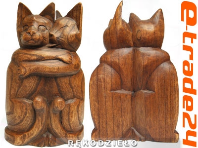 Figurka Koty Rodzina Rzeźba Drewniana KOT Rękodzieło