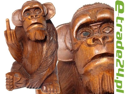 Rzeźba MAŁPY Drewno Rękodzieło Orient Osobliwa Małpa