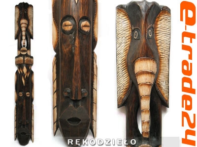 Rzeźba Maska Drewno TUBYLEC SŁOŃ 100cm Rękodzieło