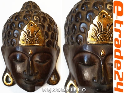 Rzeźba, Maska - BUDDA - Drewno, Rękodzieło 30cm