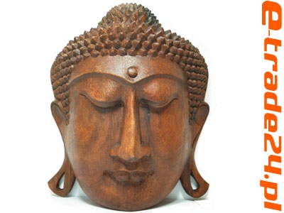 Rzeźba Głowa - BUDDA - Drewno Suar Rękodzieło 31x27cm