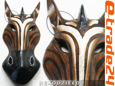 Piękna Rzeźba Maska Drewno Rękodzieło 20cm ZEBRA