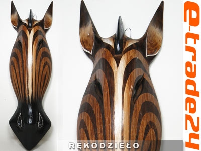 Rzeźba Maska 50cm Drewno ZEBRA KOŃ - Rękodzieło Orient