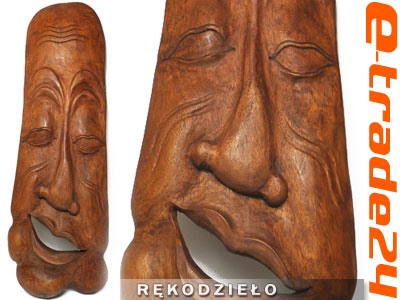 Rzeźba Twarde Drewno Suar GŁOWA Maska 100x34X10cm
