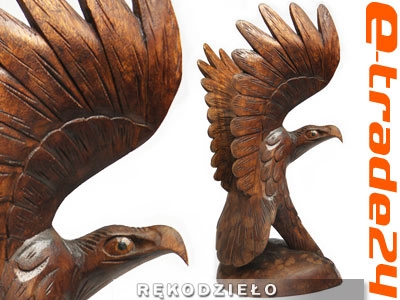 Rzeźba Drewno Suar Ptak ORZEŁ - Rękodzieło 30cm
