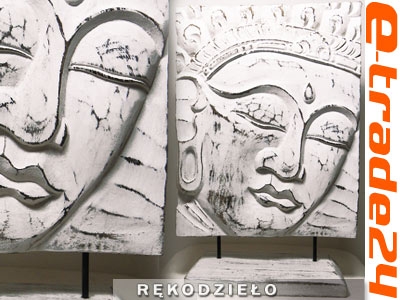 Rzeźba, Panel - BUDDA - Drewno, Rękodzieło 36x24cm 