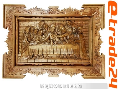 Rzeźba Drewno Obraz OSTATNIA WIECZERZA 72x53cm w RAMIE
