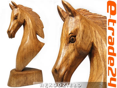 Rzeźba Popiersie KONIA Drewno Suar Koń 20cm Rękodzieło