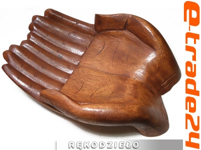  Efektowna Rzeźba z Drewna Suar Dłonie RĘKA Patera 30cm
