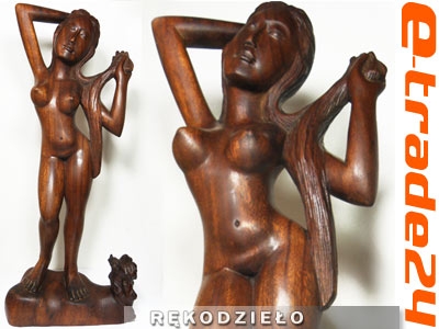 Piekna RZEŹBA Zmysłowa Kobieta Rękodzieło Drewno 48cm