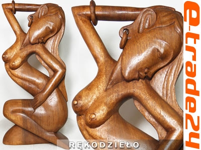 Piekna RZEŹBA Zmysłowa Kobieta Rękodzieło Drewno