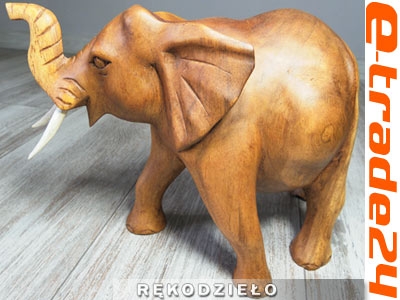 Rzeźba Figurka SŁOŃ Drewno Suar Rękodzieło 30x20cm